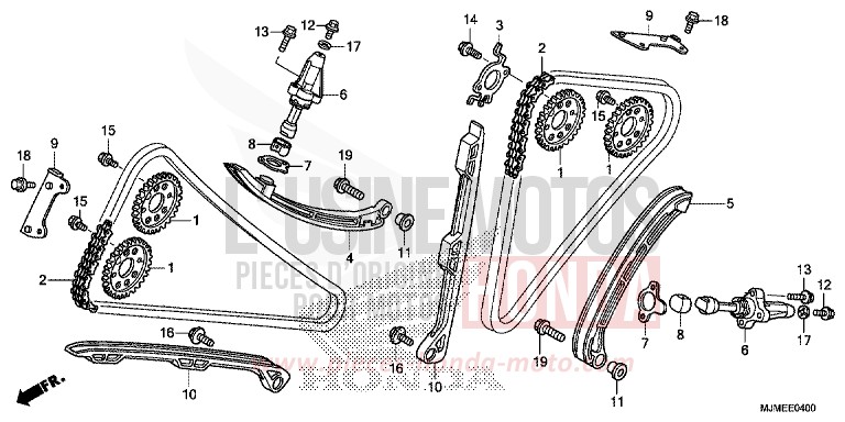 CHAINE A CAMES/TENDEUR de VFR800X "Crossrunner" PEARL GLARE WHITE (NHB53) de 2015